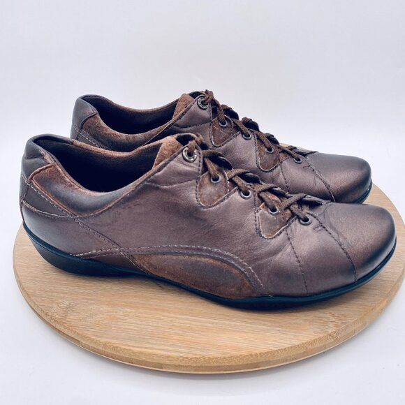 Taos Shoes Womens 9 Brown Leather Lace Up Comfort Flats Boho Cobbler - Picture 7 of 11